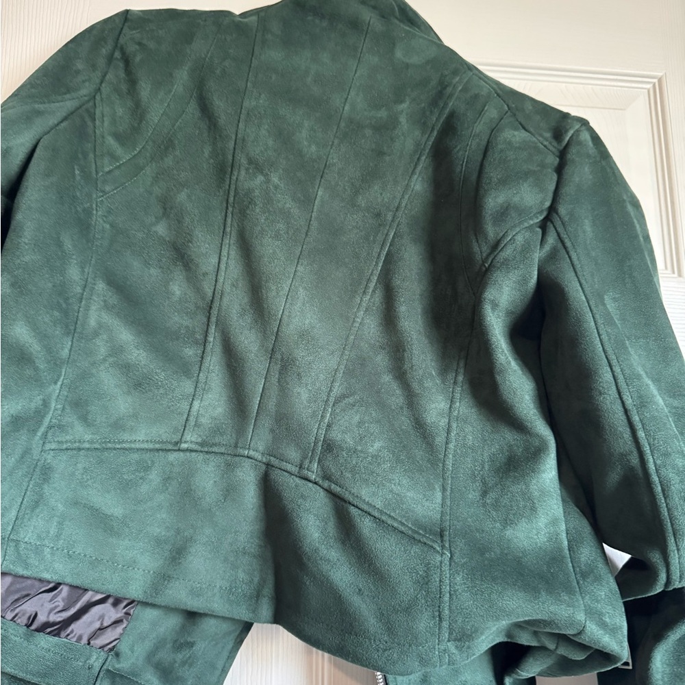 Green Suede Moto Jacket - Picture 4 of 4